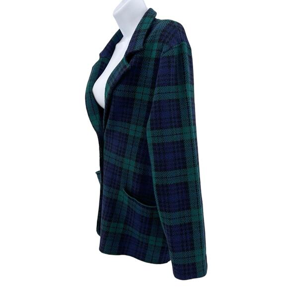 Appleseed's Green/Blue Plaid Sweater Sport Blazer Jacket Womens M Button Front - Picture 5 of 11